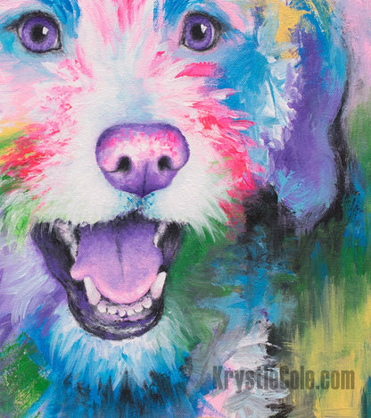 Goldendoodle Dog Art on CANVAS or PAPER. Golden Doodle Print for Wall Decor or Gifts. Painting by Krystle Cole