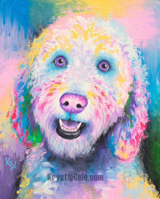 Goldendoodle Art Print CANVAS or PAPER - Golden Doodle Gifts. Painting by Krystle Cole