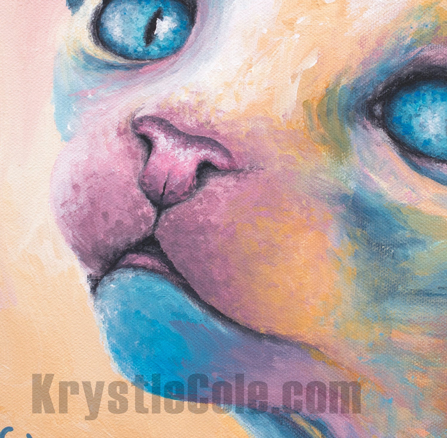 Sphynx Cat Print - Hairless Cat Painting. Sphinx Cat Decor on CANVAS or PAPER by Krystle Cole