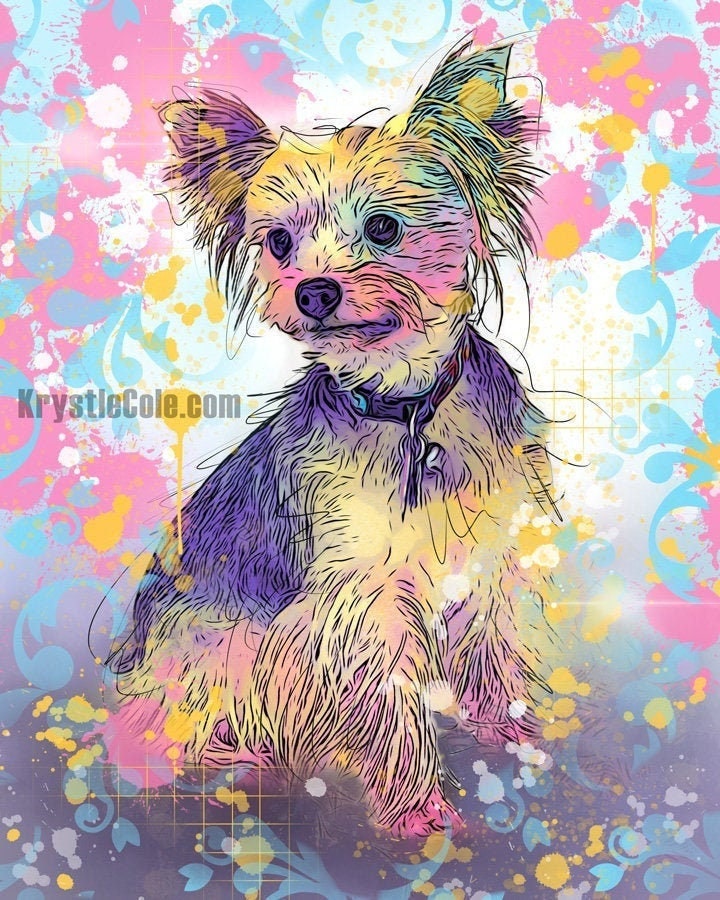 Yorkie Art - Yorkshire Terrier Art. Yorkie Gifts. Yorkie Print on CANVAS or PAPER *Each Print Hand Signed*