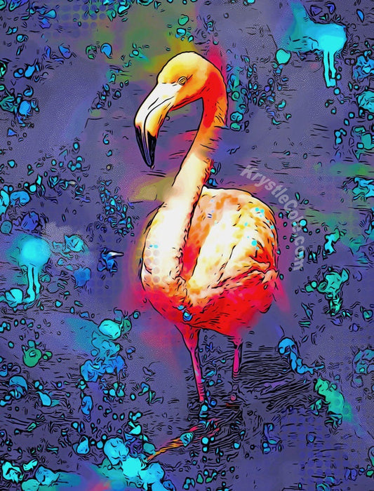 Flamingo Art - Flamingo Print. Flamingo Wall Decor on CANVAS or PAPER by Krystle Cole *Each Print Hand Signed*