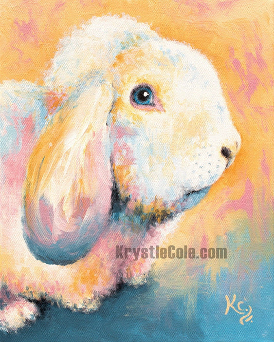 Lop-Eared Rabbit Art - Holland Lop Rabbit Painting. Bunny Rabbit. White Rabbit Print on PAPER or CANVAS by Krystle Cole