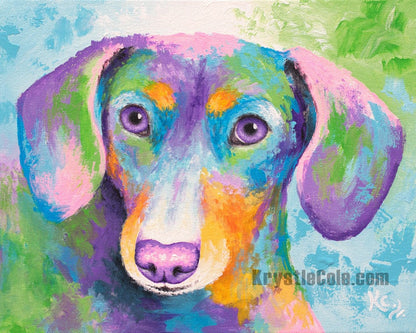 Dachshund Art - Wiener Dog Print on PAPER or CANVAS. A Fun Dachshund Gift!