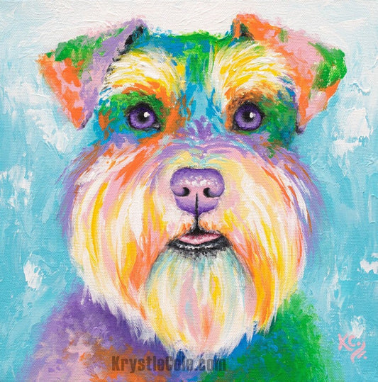 Schnauzer Dog Art Print on Paper or Canvas of Schnauzer Painting by Krystle Cole