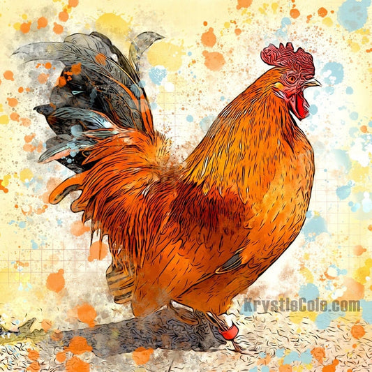 Chicken Artwork. Rooster Art Print. Kitchen Wall Decor on CANVAS or PAPER *Each Print Hand Signed*