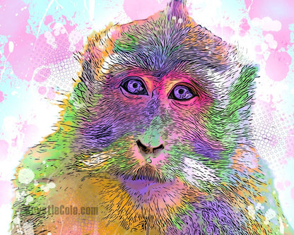 Cyno Monkey Art Print on CANVAS or PAPER by Krystle Cole *Each Print Hand Signed*