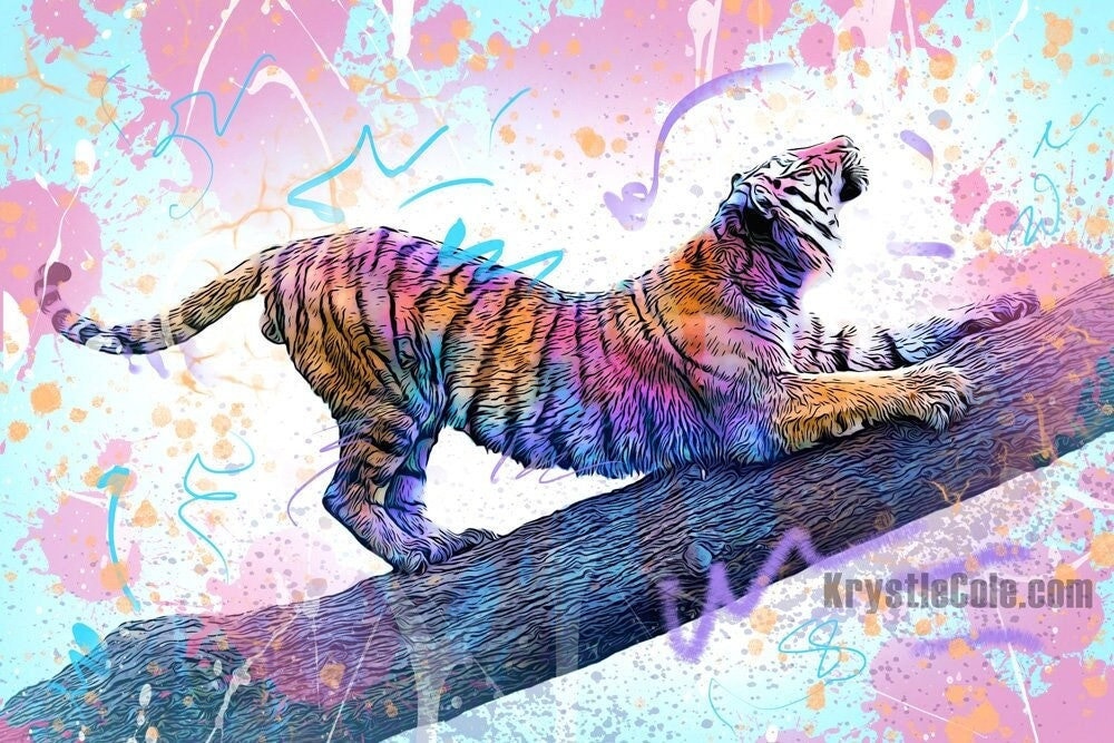 Tiger Art Print on CANVAS or PAPER - Tiger Wall Art. Tiger Gifts. Original Artwork by Krystle Cole *Each Print Hand Signed*
