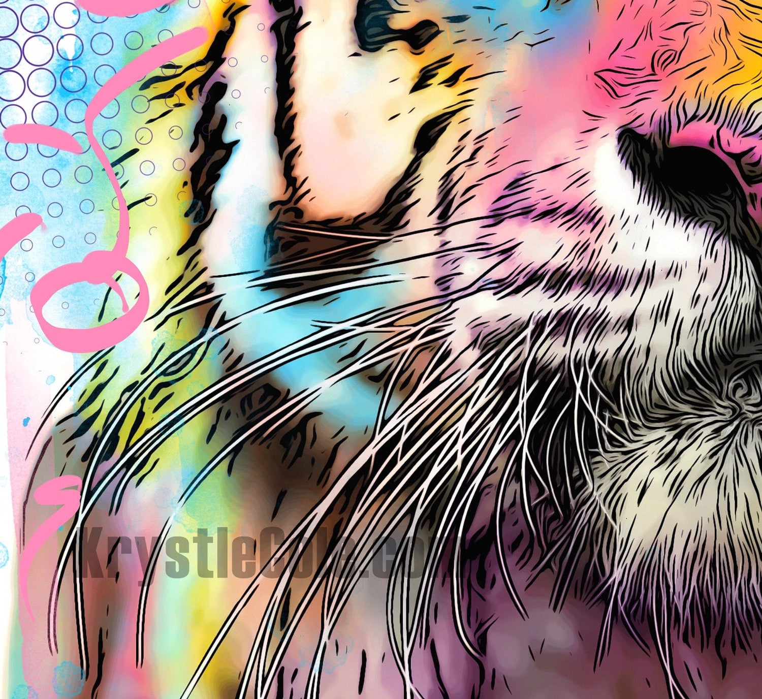 Tiger Art Print on CANVAS or PAPER - Tiger Wall Art. Tiger Painting. Original Artwork by Krystle Cole *Each Print Hand Signed*