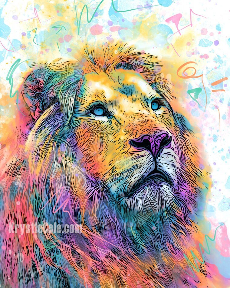 Lion Art Print on CANVAS or PAPER - Lion Wall Art. Lion Painting. Original Artwork by Krystle Cole *Each Print Hand Signed*