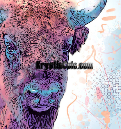 Buffalo Art - Bison Art Print on CANVAS or PAPER. Original Artwork by Krystle Cole *Each Print Hand Signed*
