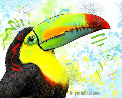 Toucan Art Print on CANVAS or PAPER - Original Artwork by Krystle Cole *Each Print Hand Signed*