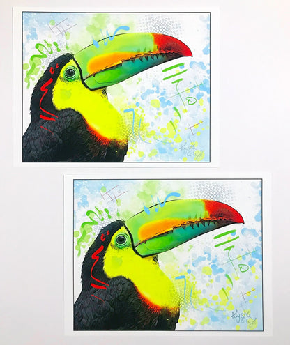 Toucan Art Print on CANVAS or PAPER - Original Artwork by Krystle Cole *Each Print Hand Signed*