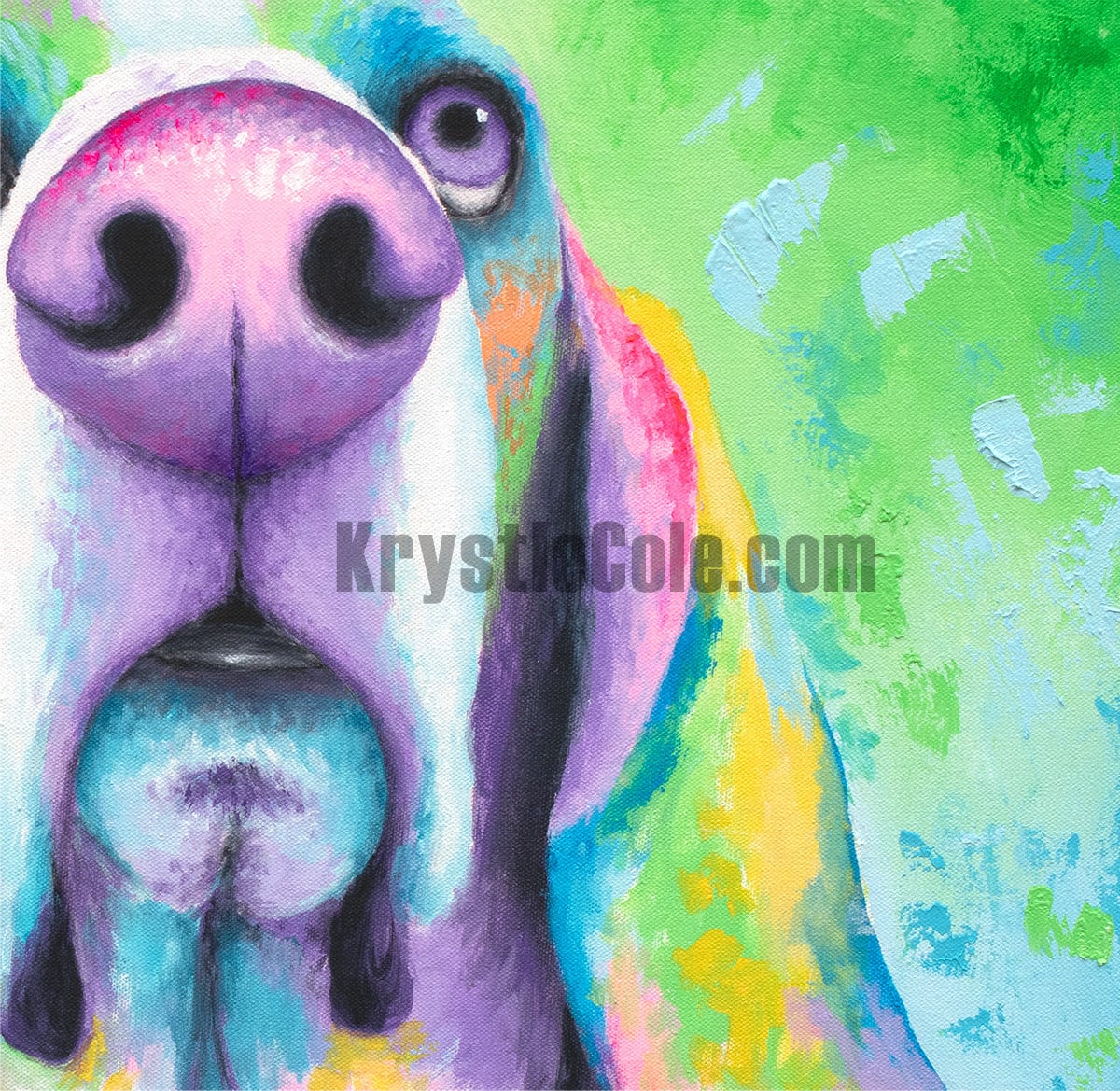 Basset Hound Art Print on CANVAS or PAPER - Basset Hound Painting by Krystle Cole