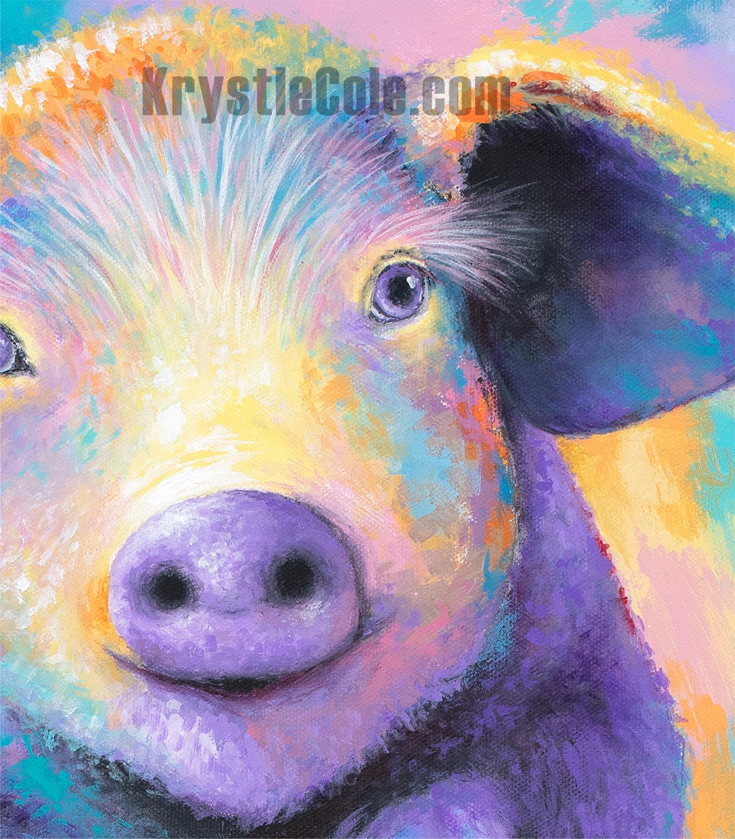 Colorful Pig Painting - 20x24"