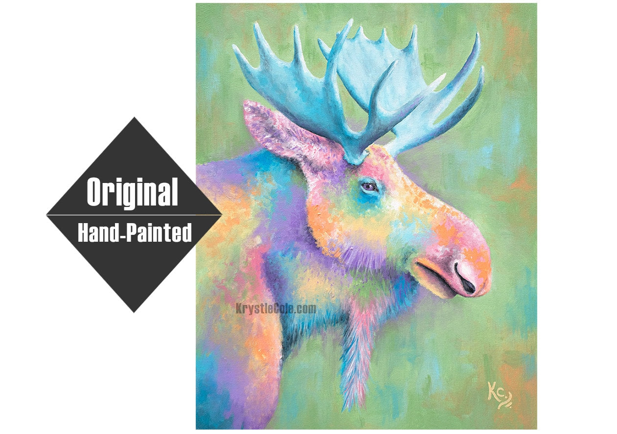 Pastel Moose Painting - 24x30"