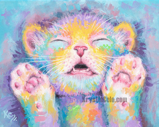 Sleeping Kitten Art - Cat Painting. Print on CANVAS or PAPER by Krystle Cole