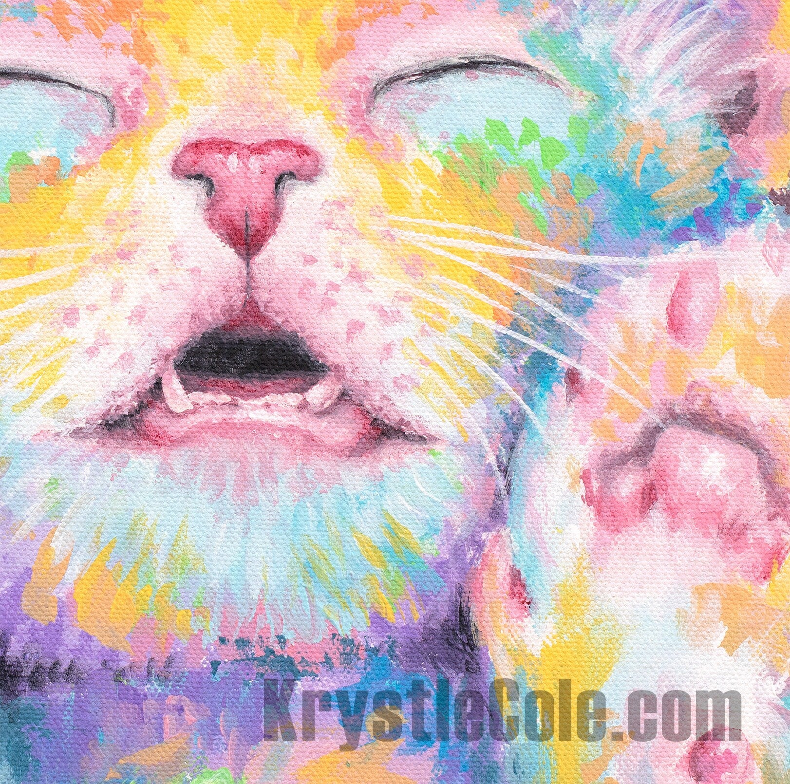 Sleeping Kitten Art - Cat Painting. Print on CANVAS or PAPER by Krystle Cole