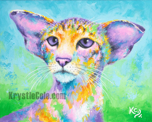 Oriental Shorthair Cat Art Print on CANVAS or PAPER - Cat Canvas Wall Art by Krystle Cole
