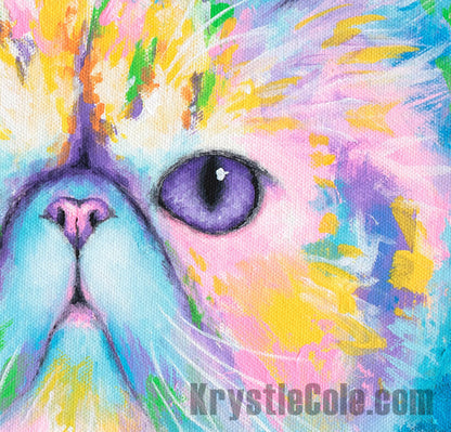 Persian Cat Art Print on CANVAS or PAPER - Persian Cat Painting by Krystle Cole