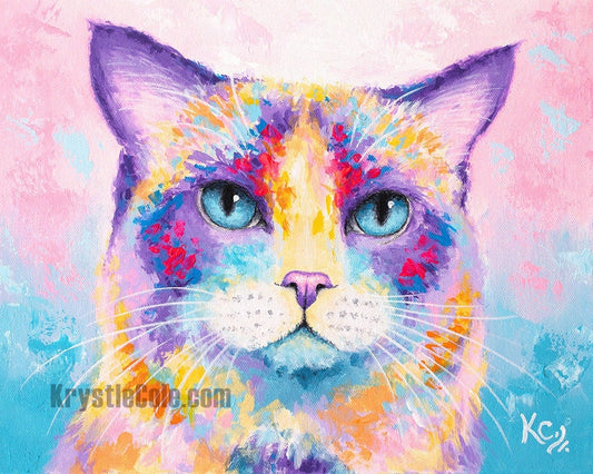 Ragdoll Cat Art Print on CANVAS or PAPER - Rag Doll Cat Painting by Krystle Cole