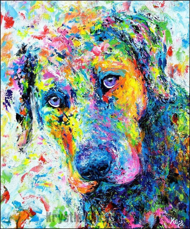 Labrador Art on CANVAS or PAPER - Abstract Labrador Retriever Print of a Black Lab, Yellow Lab, or Chocolate Lab. Artwork by Krystle Cole
