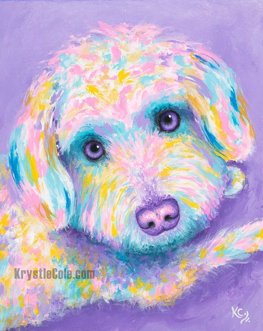 Maltipoo Dog Art Print on PAPER or CANVAS - Malti Poo Painting by Krystle Cole