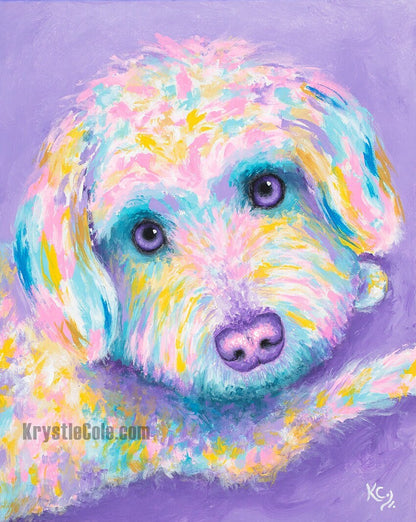 Maltipoo Dog Art Print on PAPER or CANVAS - Malti Poo Painting by Krystle Cole
