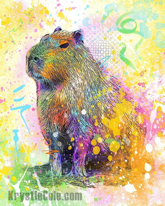 Capybara Art - Capybara Print. Capybara Wall Decor on CANVAS or PAPER by Krystle Cole *Each Print Hand Signed*