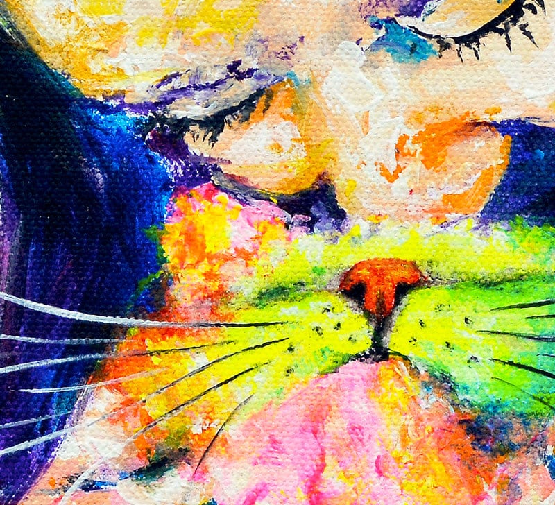 Cat Print - Cat Painting. Cat Lover Gift. Cat Gifts. Cat Portrait. Woman and Cat Art on CANVAS or PAPER by Krystle Cole